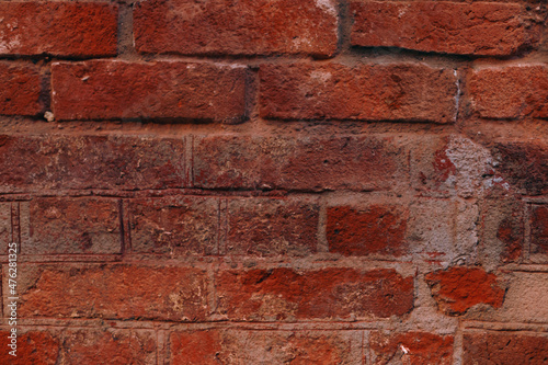 Brick wall texture, background, old red bricks