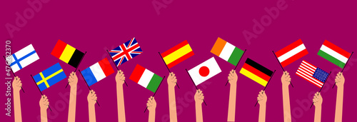 mani, bandiere, mondo, paesi stranieri, lingue	
