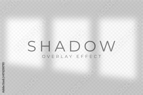 Shadow overlay effect. Transparent soft light and shadow from window frame and blinds. Mockup of transparent shadow overlay effect and natural lighting. Vector