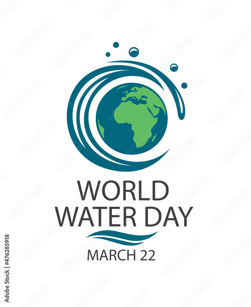 Fototapeta premium world water day greeting poster with earth and splash isolated on white background