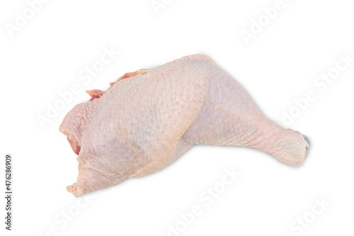 Raw chicken leg isolated on white background with Clipping Path