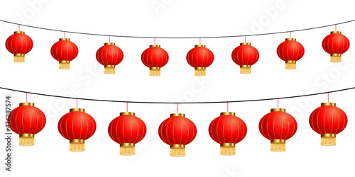 Red Paper Lanterns. Asian Traditional Decoration.