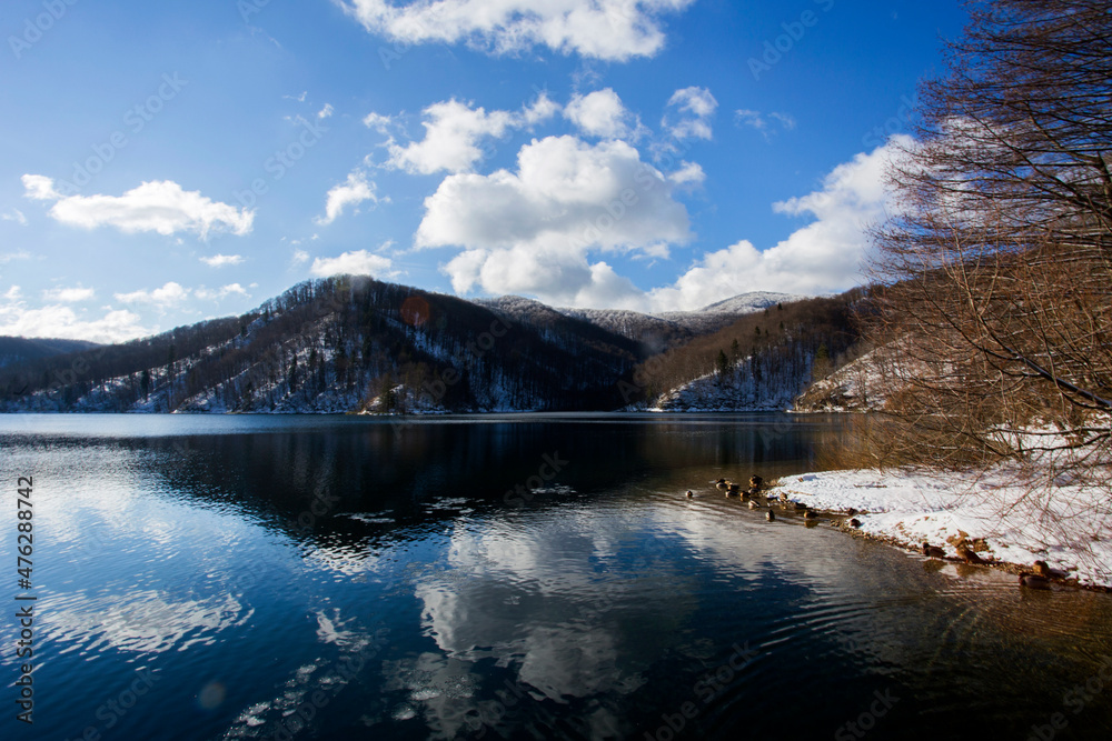 Plitvice lakes national park in Croatia in winter