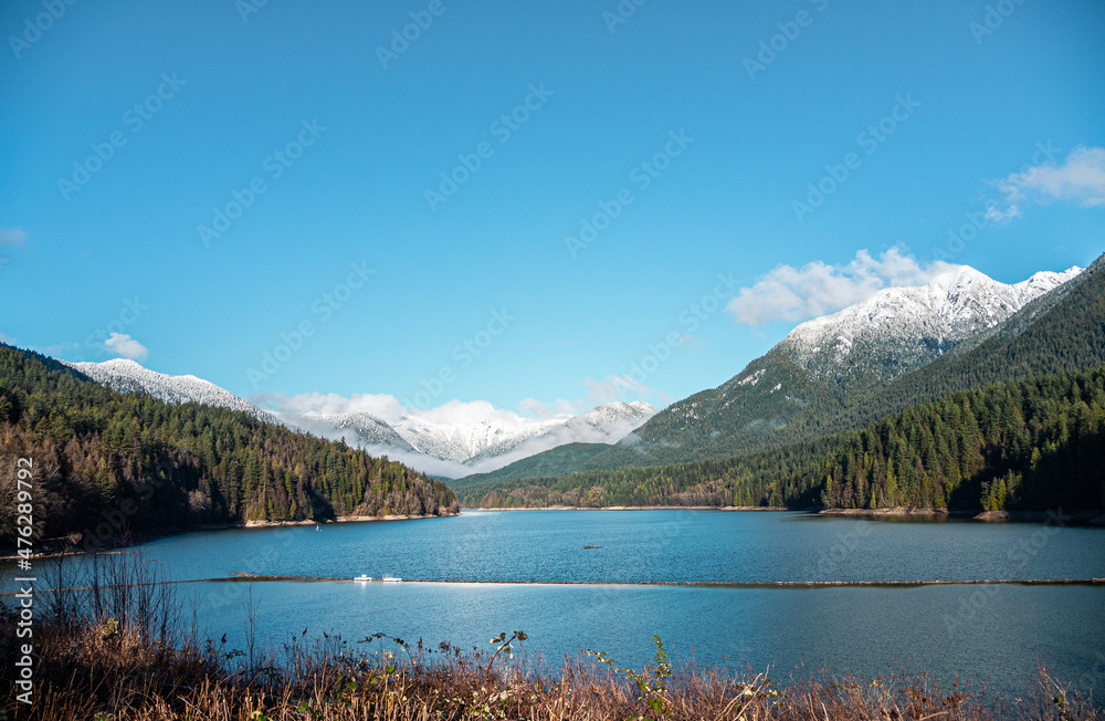 lake and snow mountains