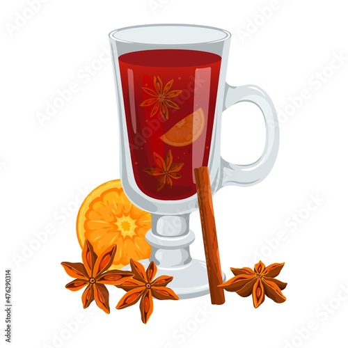 Mulled wine. Christmas warming drink. Spicy drink glegg, grog.