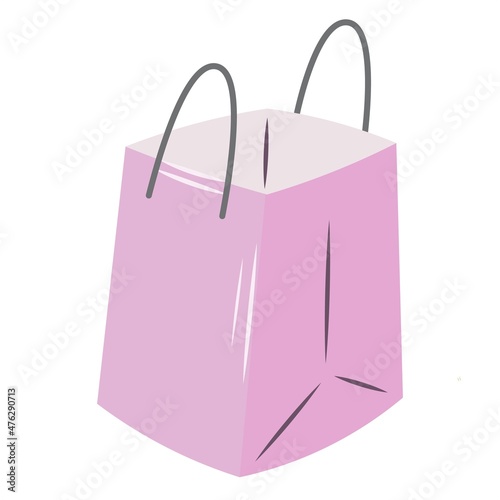 Blank pink gift bag. Holiday package, discounts and gifts, packages and bags. Vector illustration for the design of banners, flyers, tickets, online stores in a flat style.