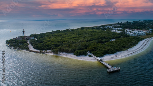 Sanibel Island, Florida with Lighthouse and Fishing Pier