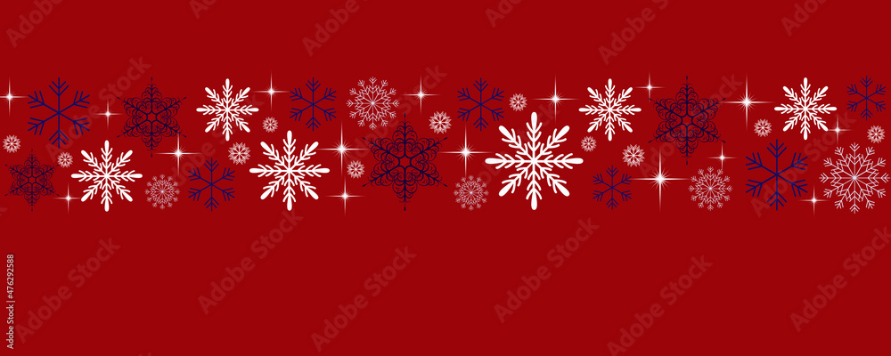 a banner for decoration for the winter holidays, Christmas and New Year. snowflakes and highlights on a red background. a banner for decoration for the winter holidays, Christmas and New Year. snowflakes and highlights on a red background.
