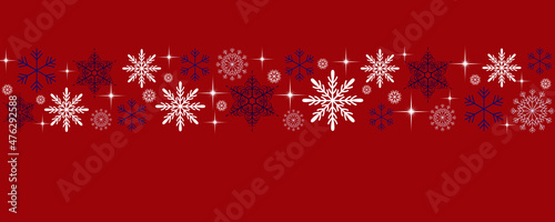 a banner for decoration for the winter holidays, Christmas and New Year. snowflakes and highlights on a red background.