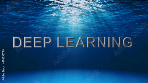 Deep learning, 3d illustration with underwater background. Artificial intelligence concept