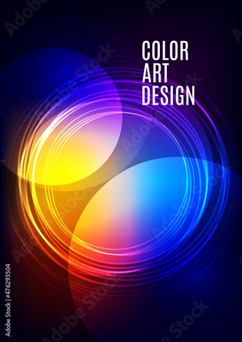 Bright abstract overlapping circles, lines. You can use for advertisement, poster, template, business presentation. Vector
