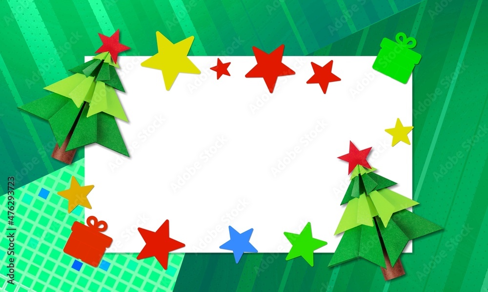 Frame of Christmas trees and decorations made of cardboard and material for making crafts. Homemade. Frame of Christmas trees and decorations made of cardboard and material for making crafts. Homemade.