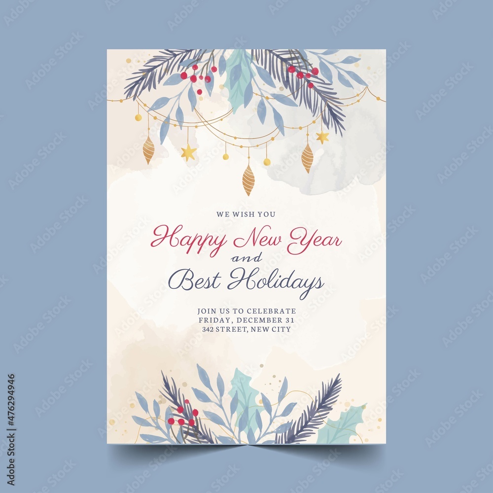 watercolor new year vertical poster template abstract design vector illustration