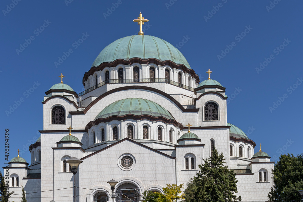 Cathedral Church of Saint Sava at the center of city of Belgrade, Serbia