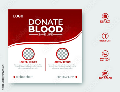 Blood donate banner for social media post
