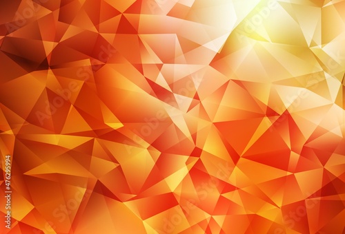 Light Red, Yellow vector gradient triangles template.