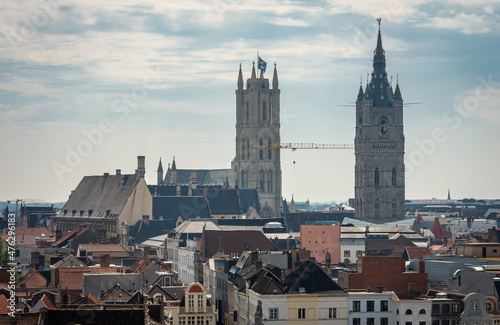 Belfry of Ghent and St Bavo's Cathedral, East Flanders, Belgium © Milos