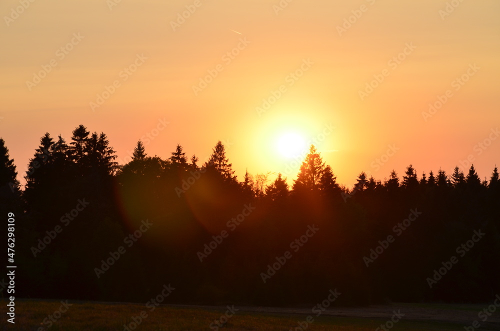 Obraz premium Sonnenuntergang im Thüringer Wald