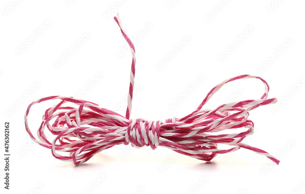 Red white rope yarn strings isolated Red white rope yarn strings isolated