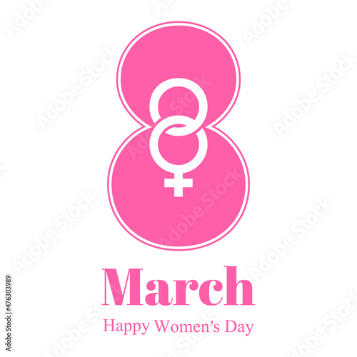 Illustration of International Women's Day March 8 on a white background