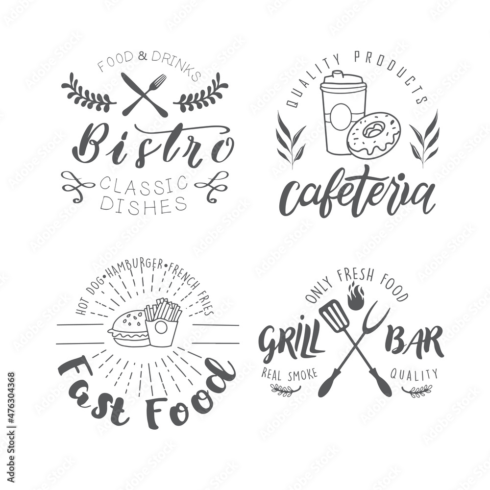 The logo of fast food, cafe, barbecue, grill bar. Emblem for the menu, booklet. The logo of fast food, cafe, barbecue, grill bar. Emblem for the menu, booklet.