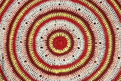 crocheted hand made canvas with strips