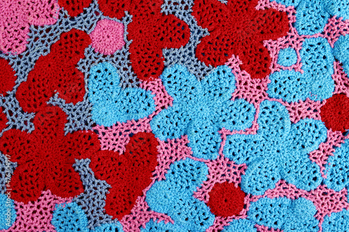 Background, texture and crocheted colored colors