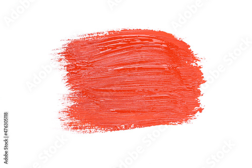 smear of red paint is isolated on white