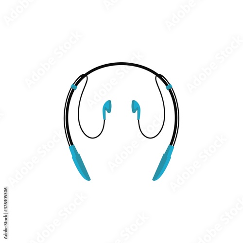 Neckband headset. Vector design template isolated on white background.