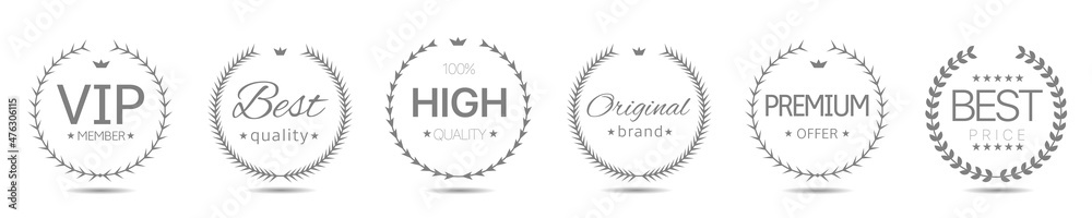 High quality laurel wreath label set High quality laurel wreath label set