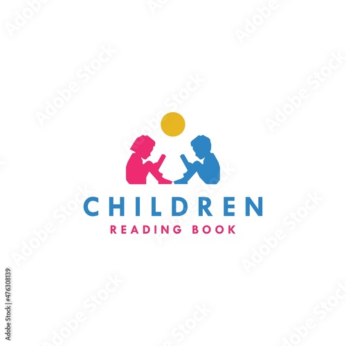 Children or Kids read book dreams logo designs