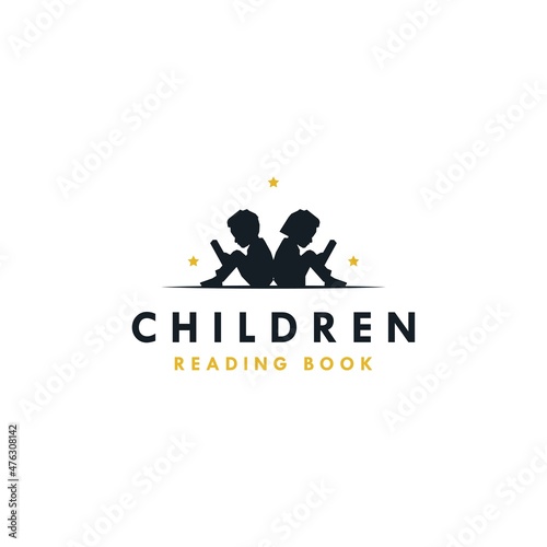 Children or Kids read book dreams logo designs