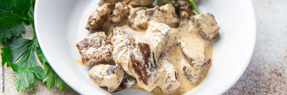 beef liver cream sauce offal meal food snack copy space food background rustic beef liver cream sauce offal meal food snack copy space food background rustic