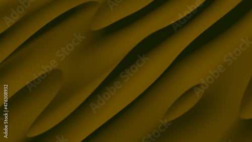 Dark yellow desert with dunes. Beautiful abstraction with smooth diagonal lines. Dark yellow texture. 3D image.
