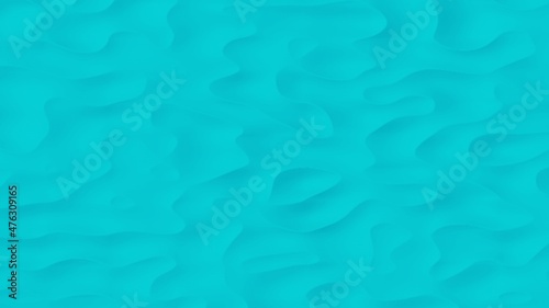 Turquoise desert with dunes. Beautiful abstraction with sinuous smooth lines. Turquoise texture. 3D image. 