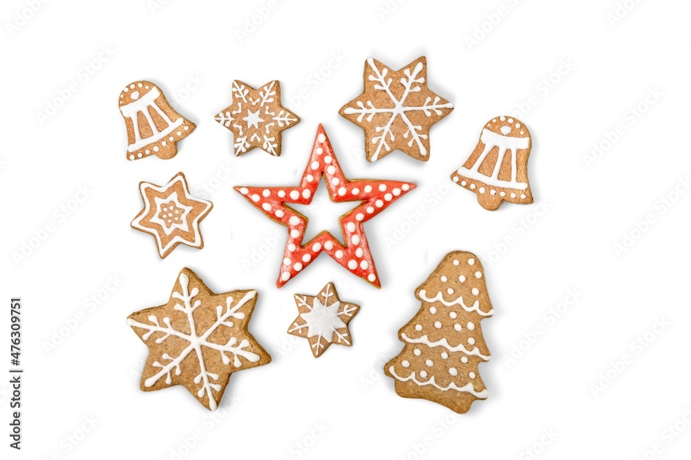 Set of tasty Christmas gingerbread cookies on the desk Set of tasty Christmas gingerbread cookies on the desk
