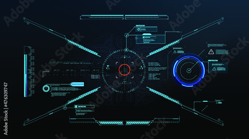 Abstract style on blue background. Abstract vector background. Abstract technology communication design innovation concept background. Futuristic HUD, FUI, Virtual Interface.