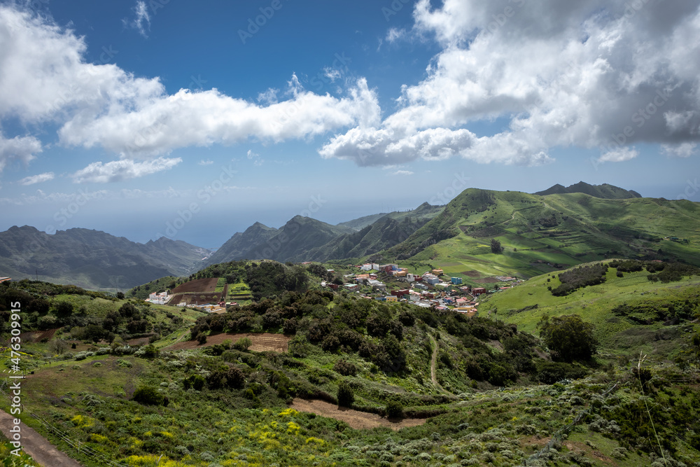 A scenic panorama of Anaga Mountains in the northern Tenerife, Canary Islands, Spain. 
