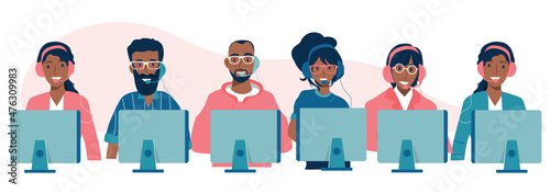 Live support concept. Business customer care service concept. Icon for contact us, support, help, phone call and website click. Flat vector illustration.