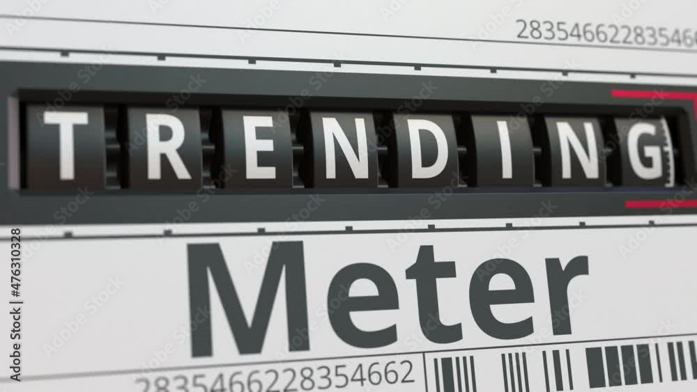 Analog counter or meter with TRENDING text. Conceptual 3D animation Analog counter or meter with TRENDING text. Conceptual 3D animation