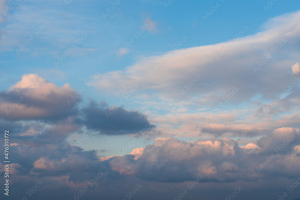 colorful dramatic sky with cloud at sunset