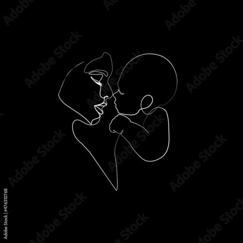 Mom and Child Print, Printable Nursery Line Art, Mother and Baby Wall Line Art, Minimal Line Art, Mother and Child Line Drawing	
