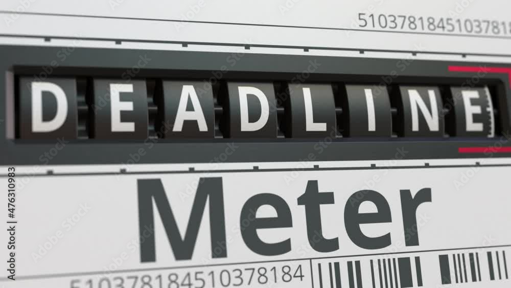 Analog counter or meter with DEADLINE text. Conceptual 3D animation Analog counter or meter with DEADLINE text. Conceptual 3D animation