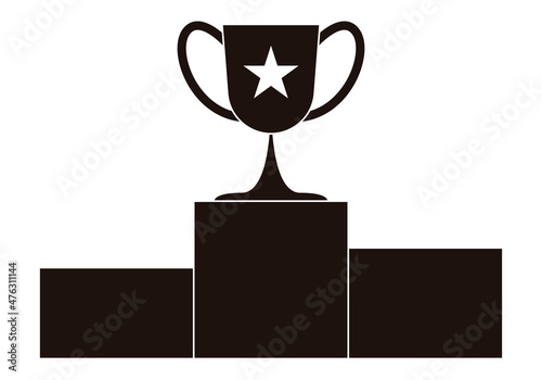 Icono negro de copa de premio al ganador. 