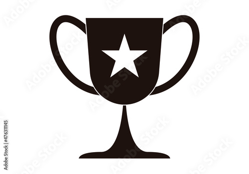 Icono negro de copa de premio al ganador. 