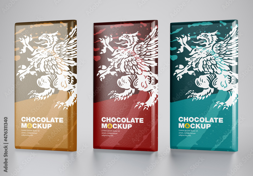 Set of 3 Chocolate Bar Packaging Mockup Stock Template | Adobe Stock
