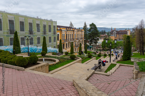 Foto View of the cascade staircase and the house of the merchant Kalinkin in Kislovod