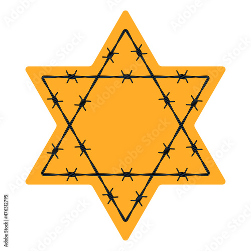 Barbed wire yellow hexagram photo