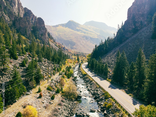 Mountain road next to river