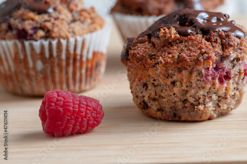 Keto diet muffins with almond flour, coconut flour and sour cherries